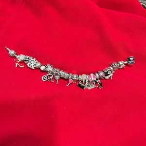 Pandora FUN bracelet this bracelet has 22 charms and one lock charm